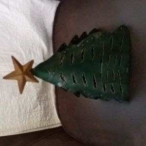Green Christmas Tree Candle Holder With Gold Star Topper
